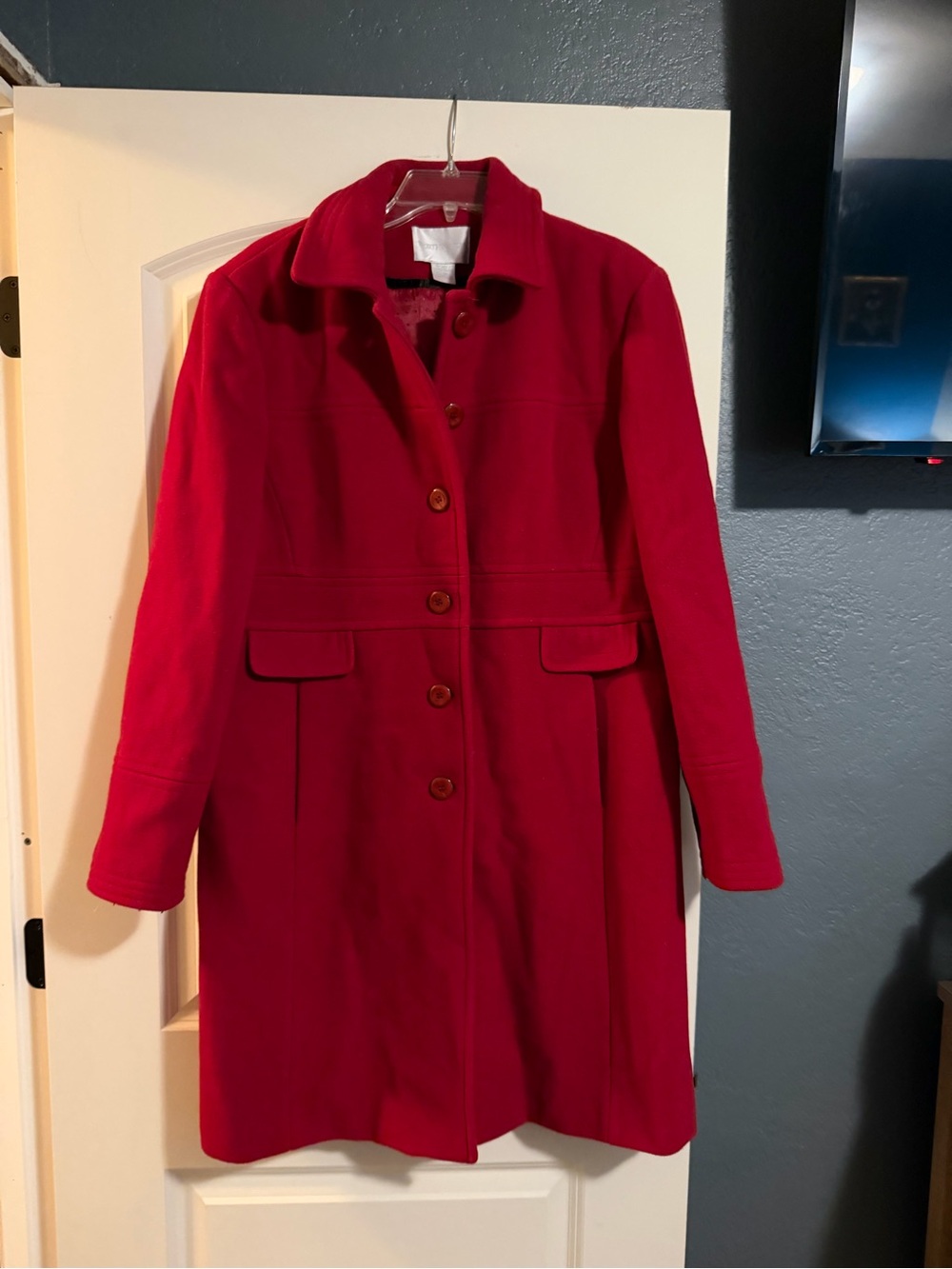 Worthington Vintage Red Wool Button Front Coat XL